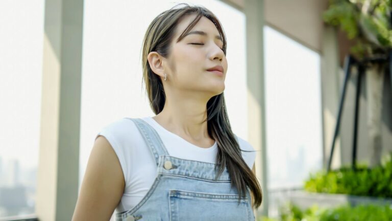 woman breathing easily through nose without congestion